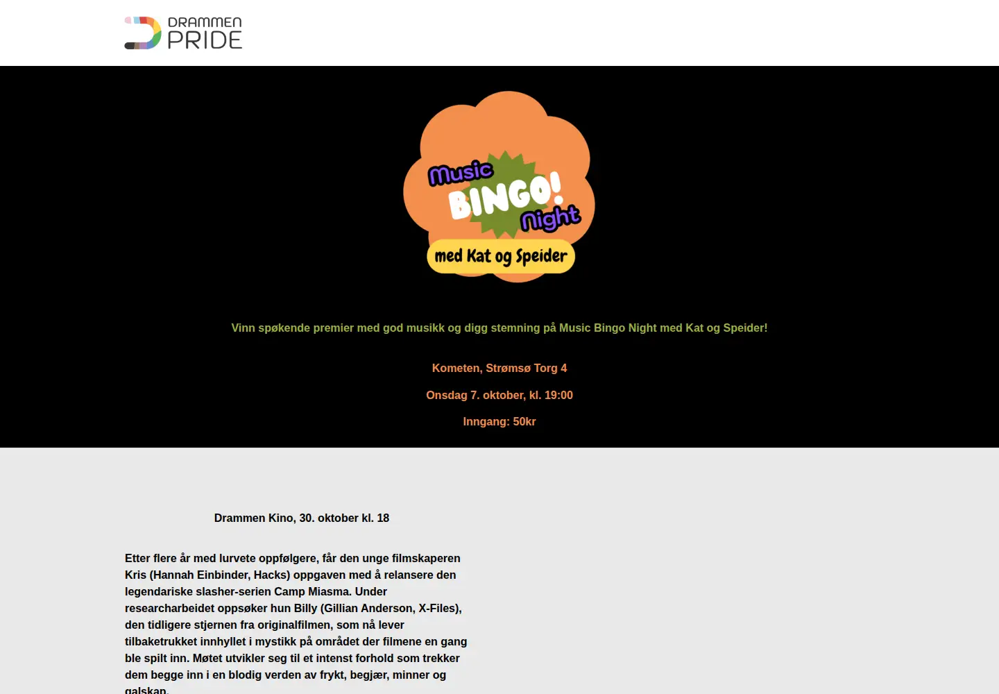 Screenshot of drammenpride.no