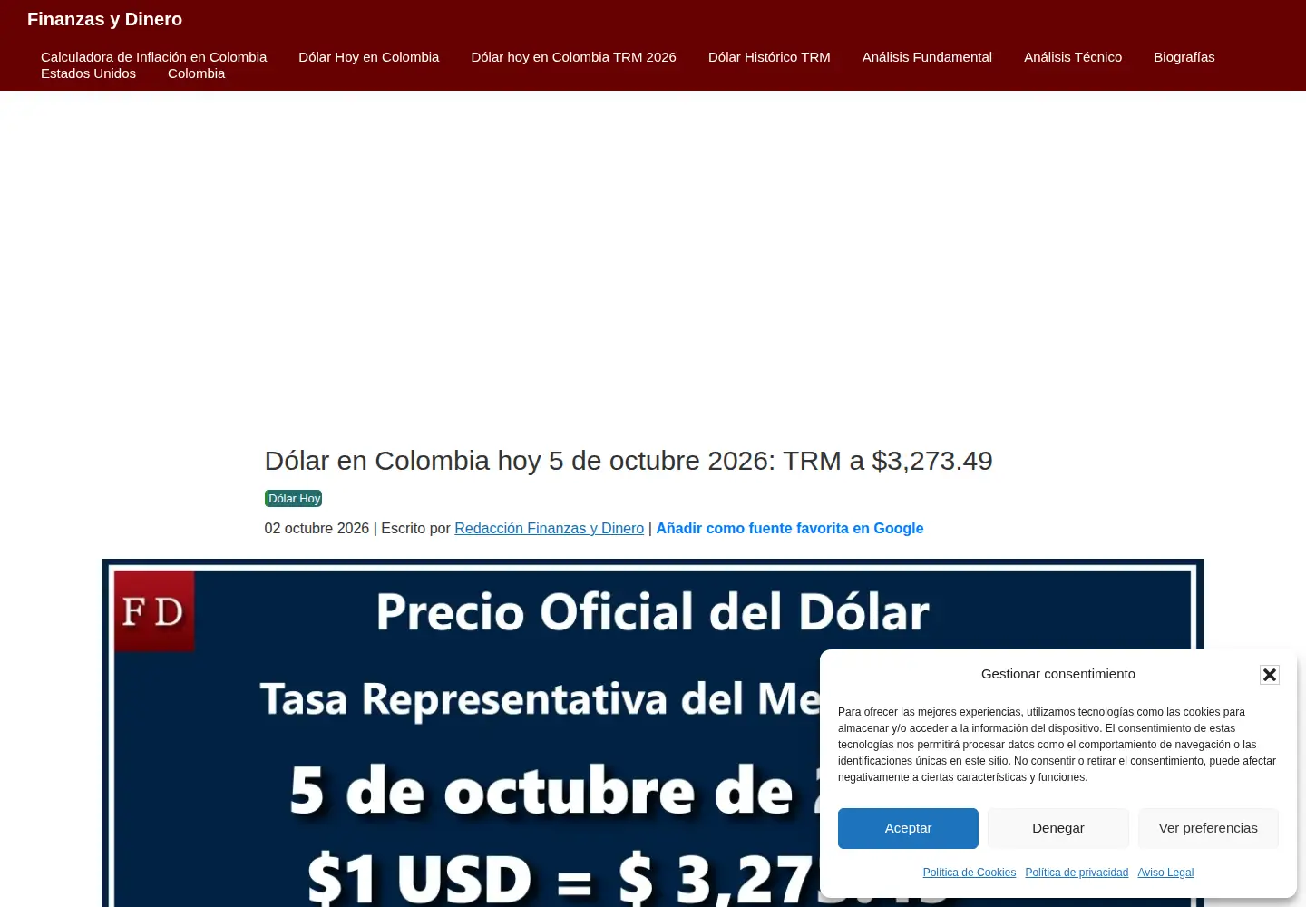 Screenshot of finanzasydinero.com