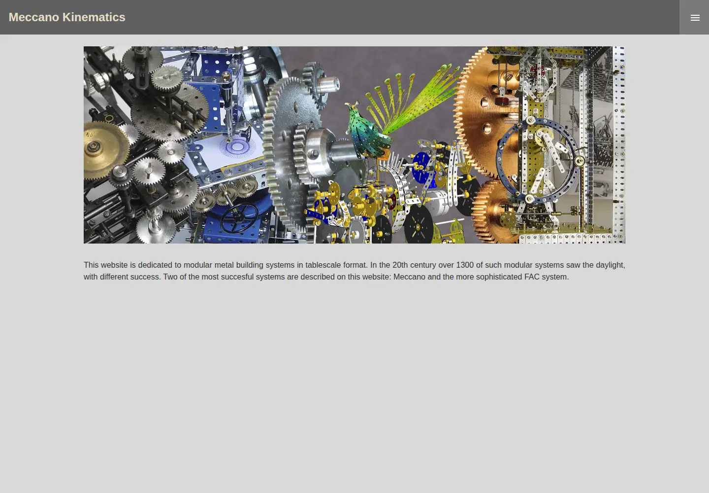 Screenshot of meccanokinematics.net