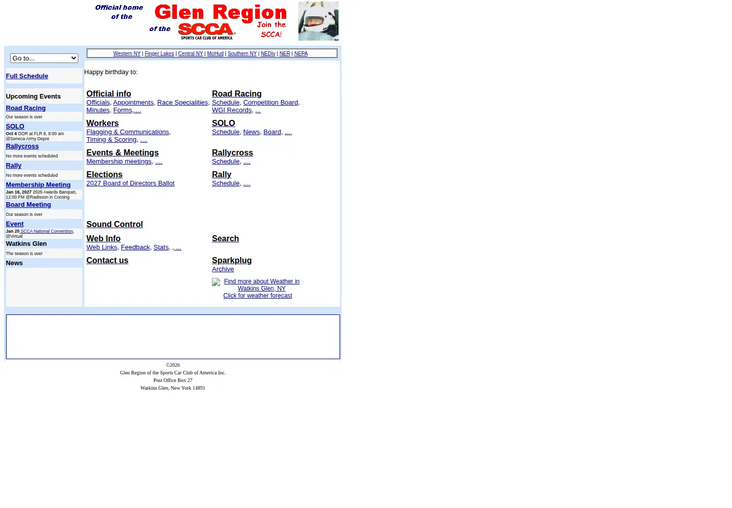 Screenshot of glen-scca.org