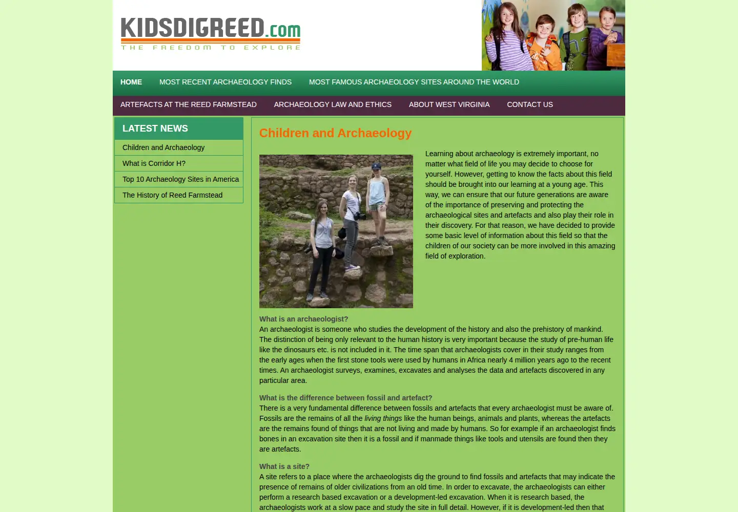 Captured homepage of kidsdigreed.com in the current scan
