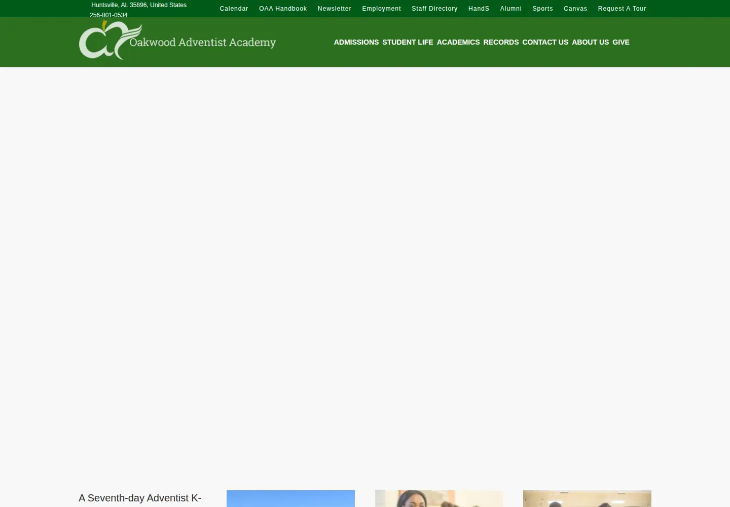 Screenshot of oakwoodadventistacademy.org