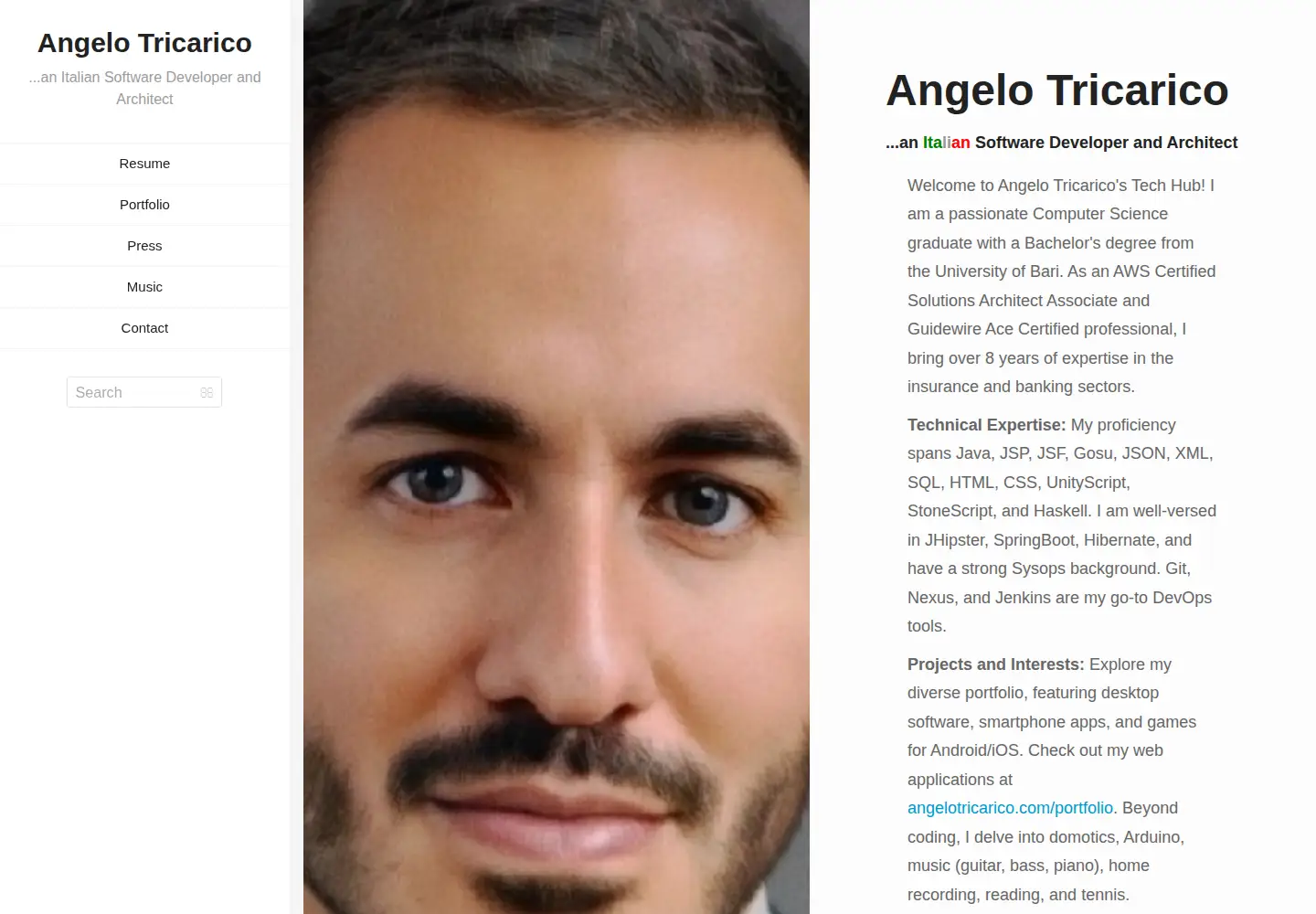Screenshot of angelotricarico.com