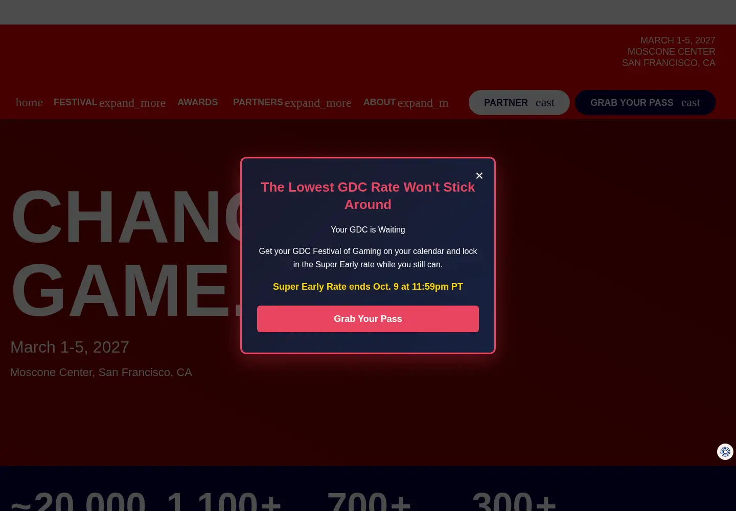 Screenshot of gdconf.com