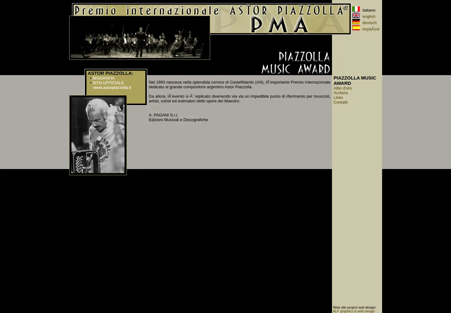 Captured homepage of piazzollamusicaward.com in the current scan