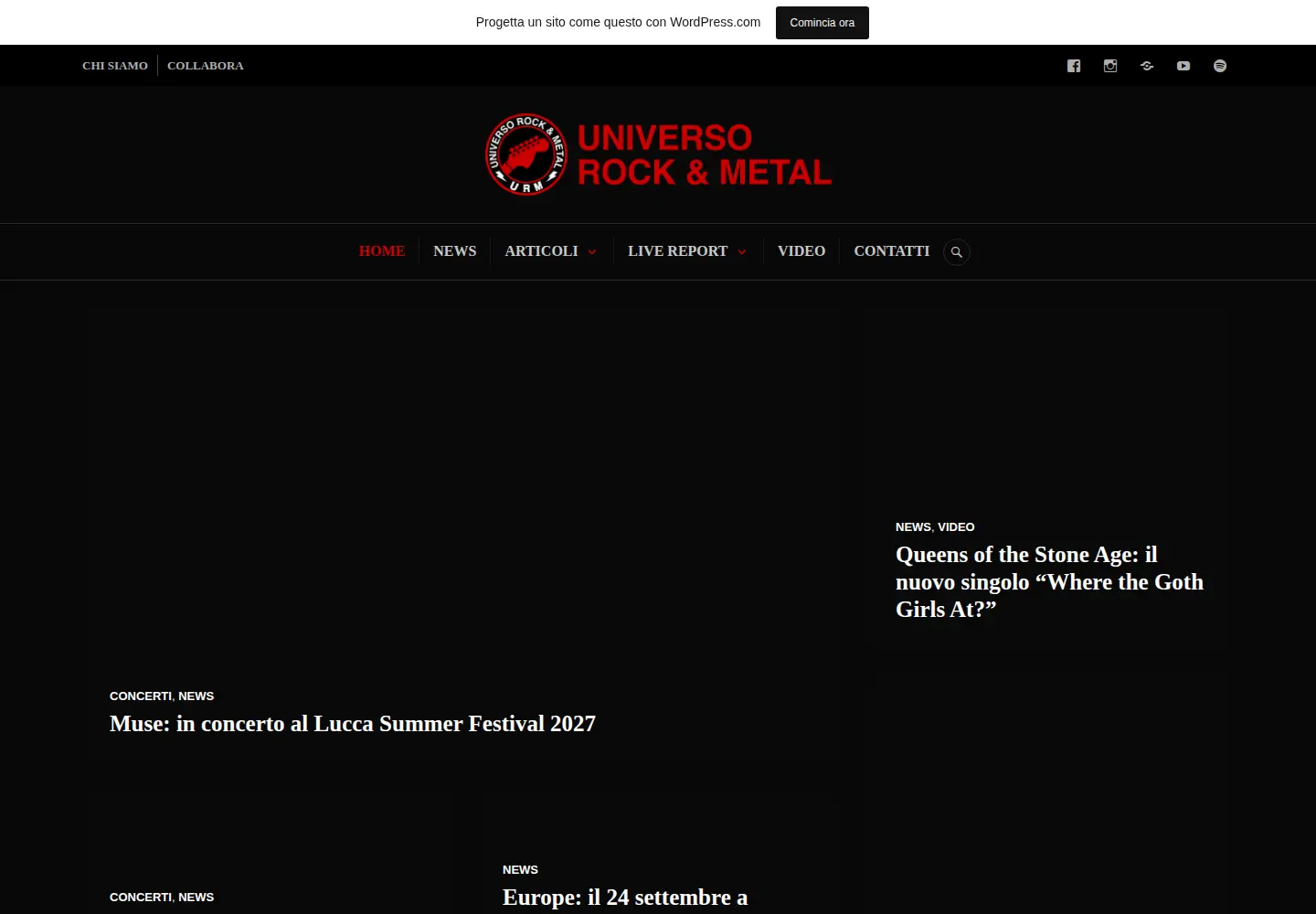 Screenshot of universorockandmetal.com