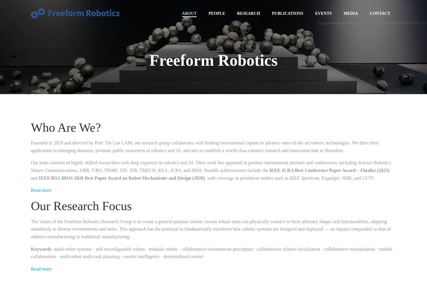 Captured homepage of freeformrobotics.org in the current scan