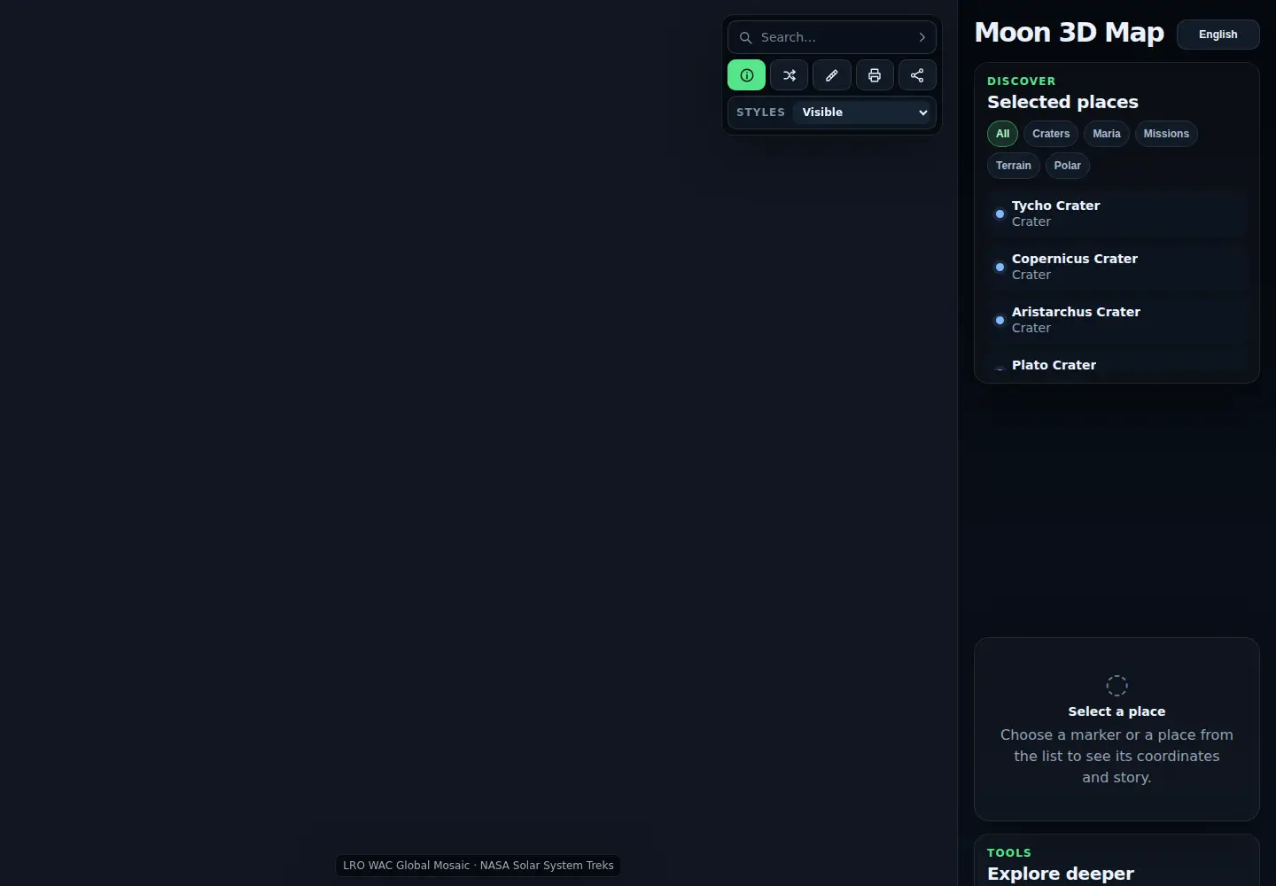 Captured homepage of moon3dmap.com in the current scan