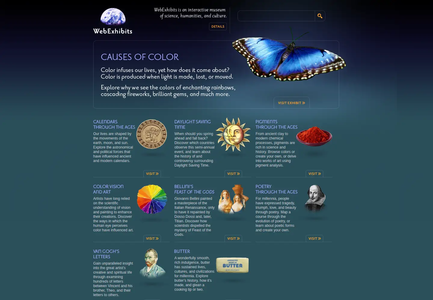 Screenshot of webexhibits.org