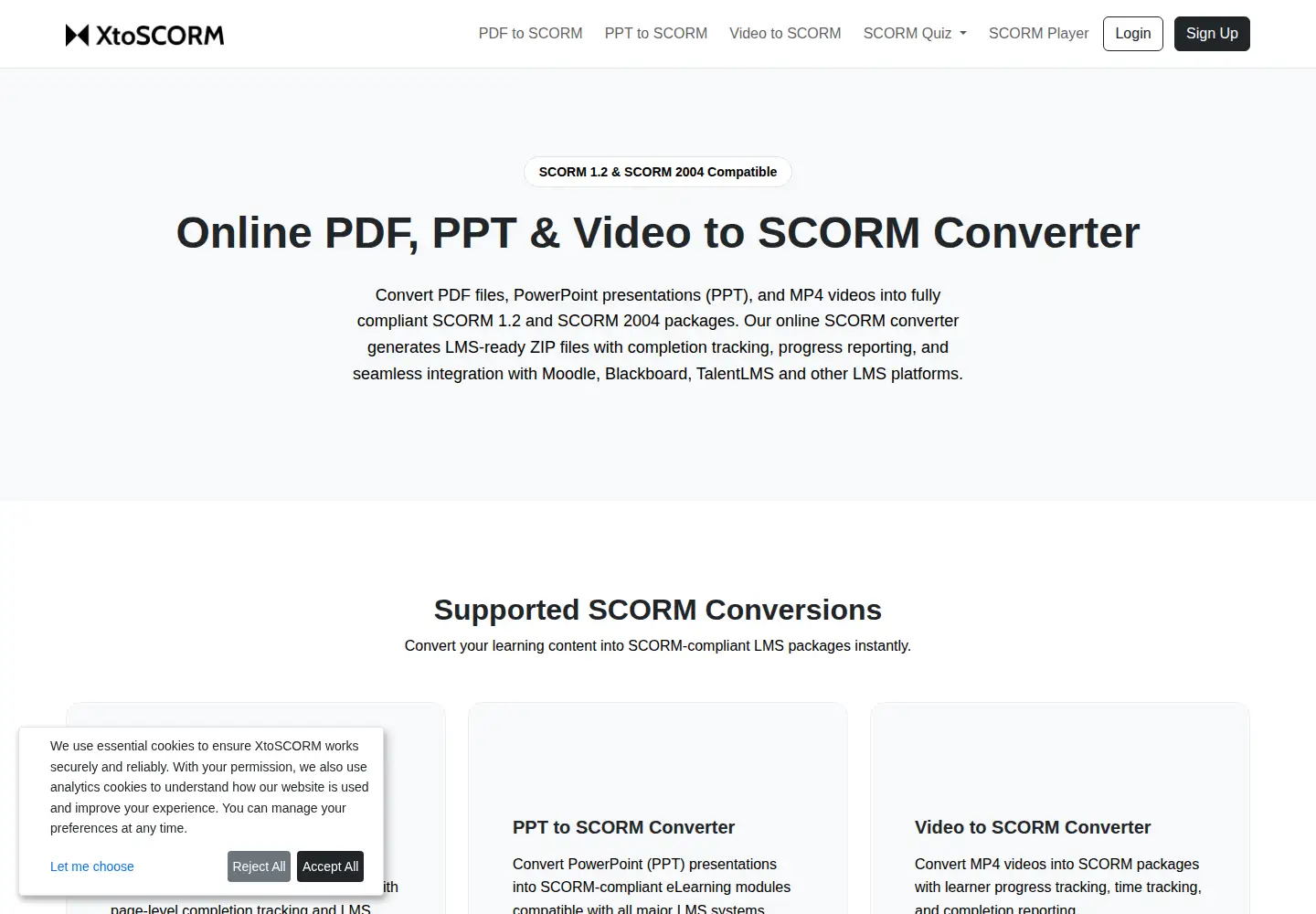 Screenshot of xtoscorm.com
