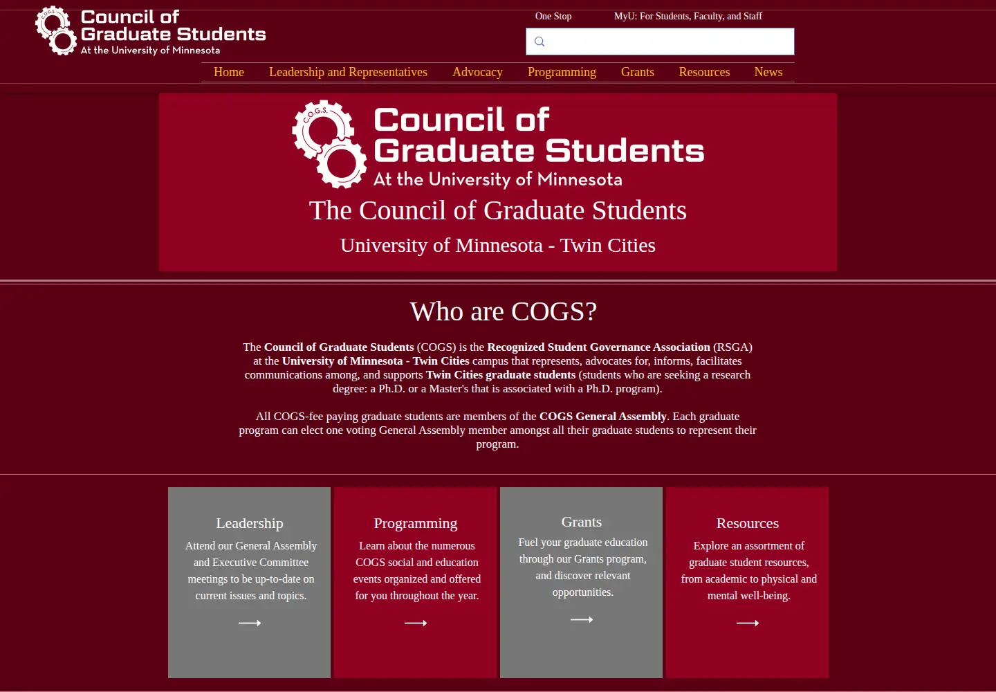 Captured homepage of cogsmn.org in the current scan