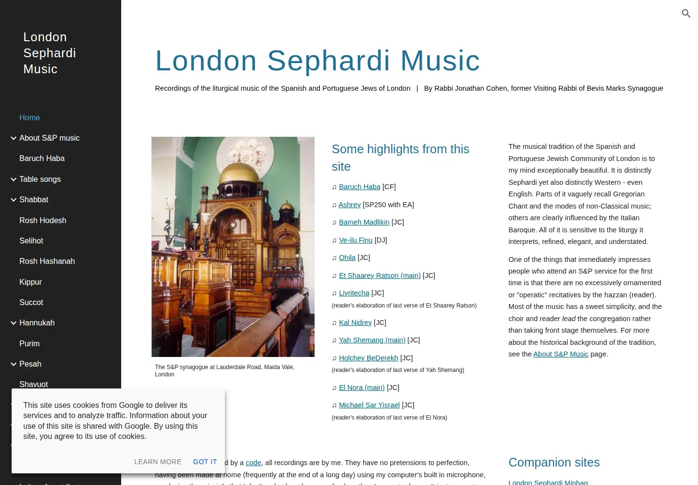Screenshot of londonsephardimusic.org