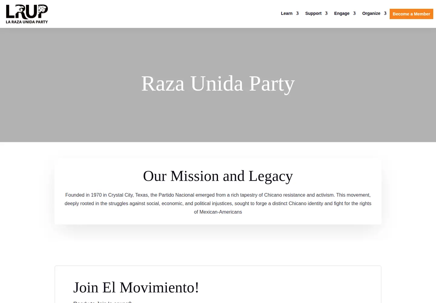 Captured homepage of razaunidaparty.org in the current scan