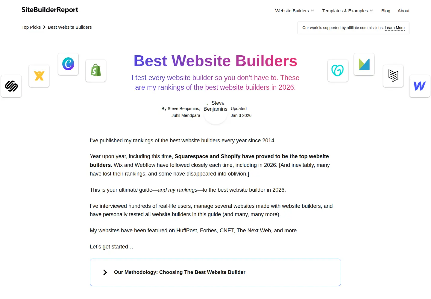 Screenshot of sitebuilderreport.com