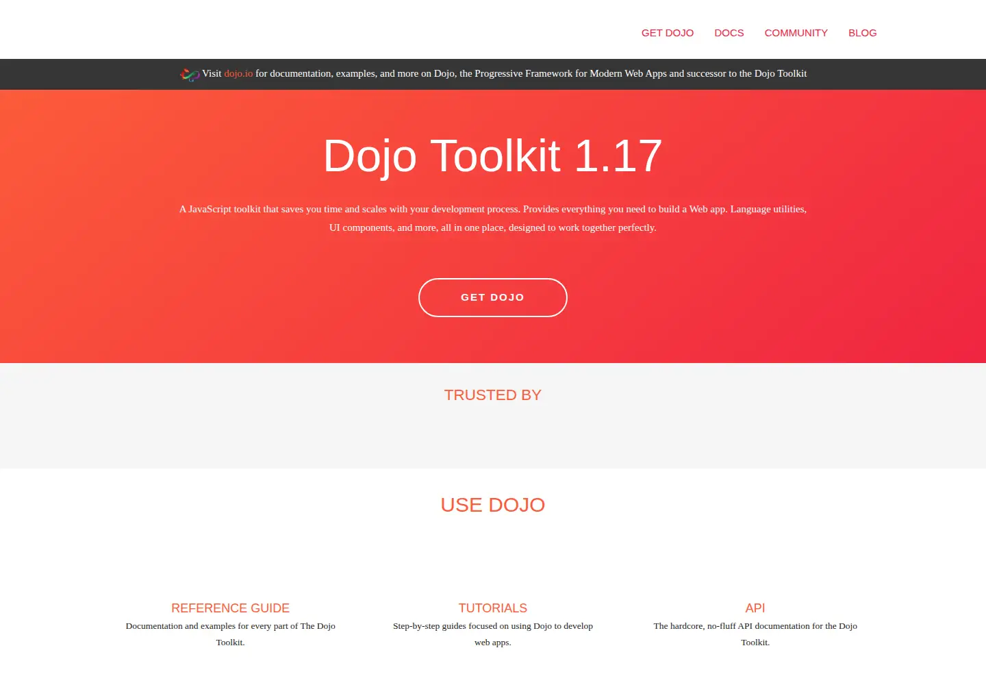 Screenshot of dojotoolkit.org
