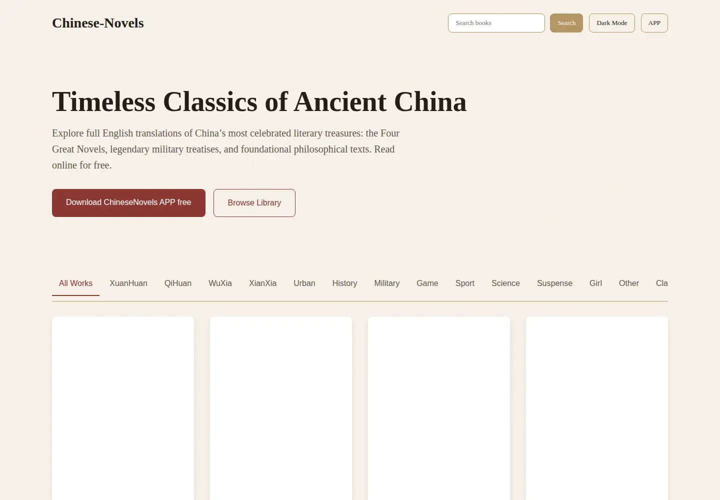 Captured homepage of chinese-novels.com in the current scan