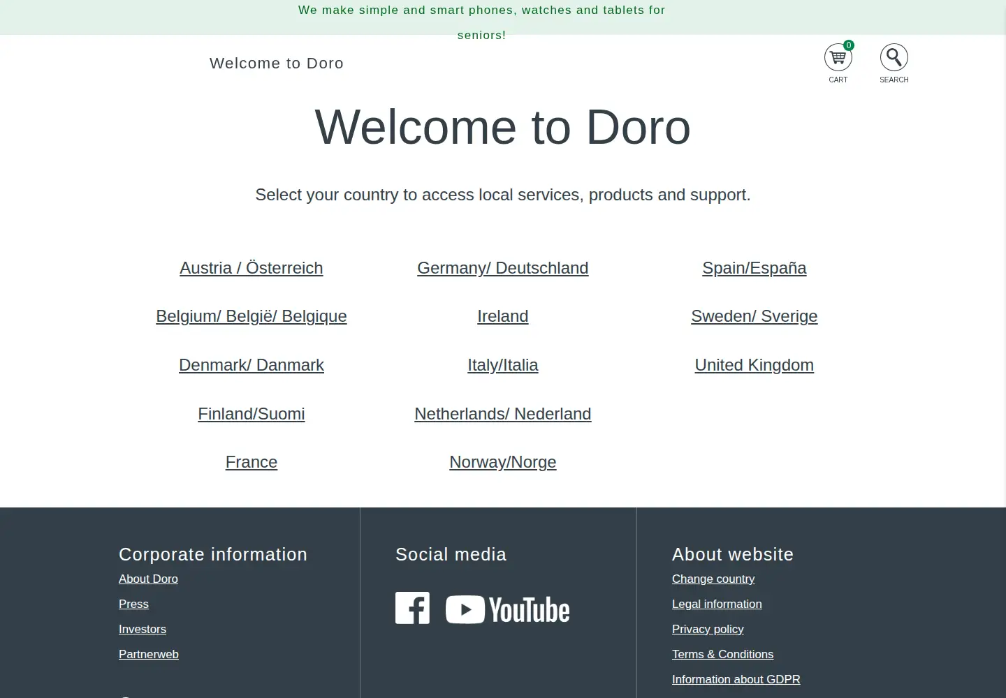 Captured homepage of doro.com in the current scan