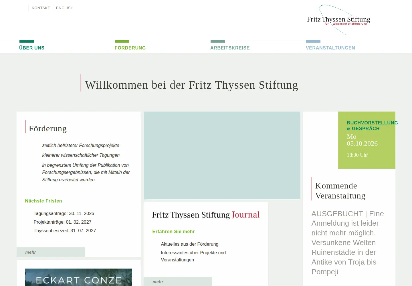 Captured homepage of fritz-thyssen-stiftung.de in the current scan