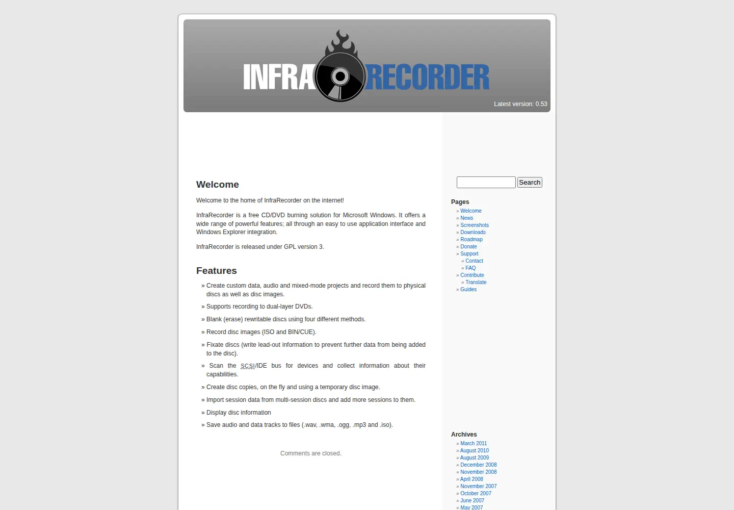 Screenshot of infrarecorder.org