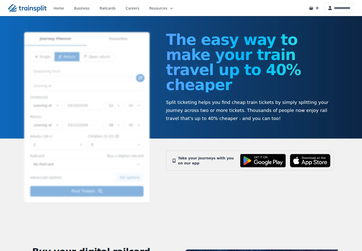 Screenshot of trainsplit.com