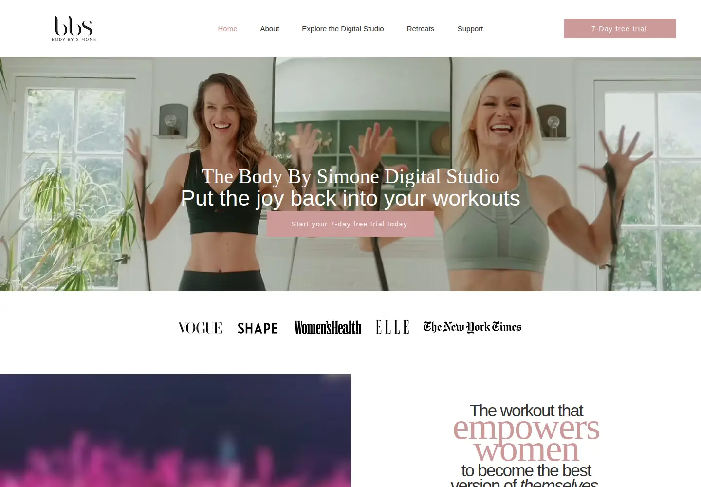 Captured homepage of bodybysimone.com in the current scan