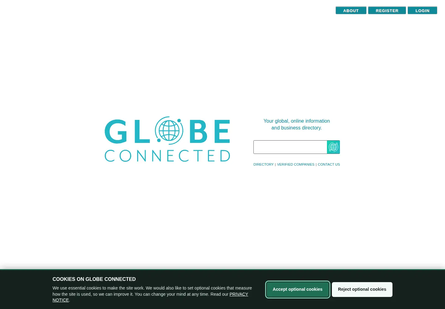 Captured homepage of globeconnected.com in the current scan