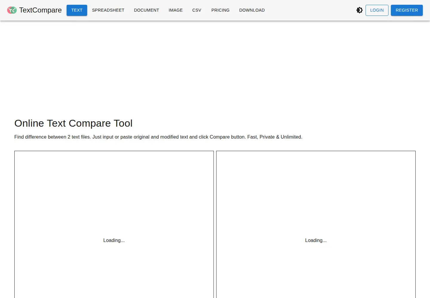 Screenshot of textcompare.org