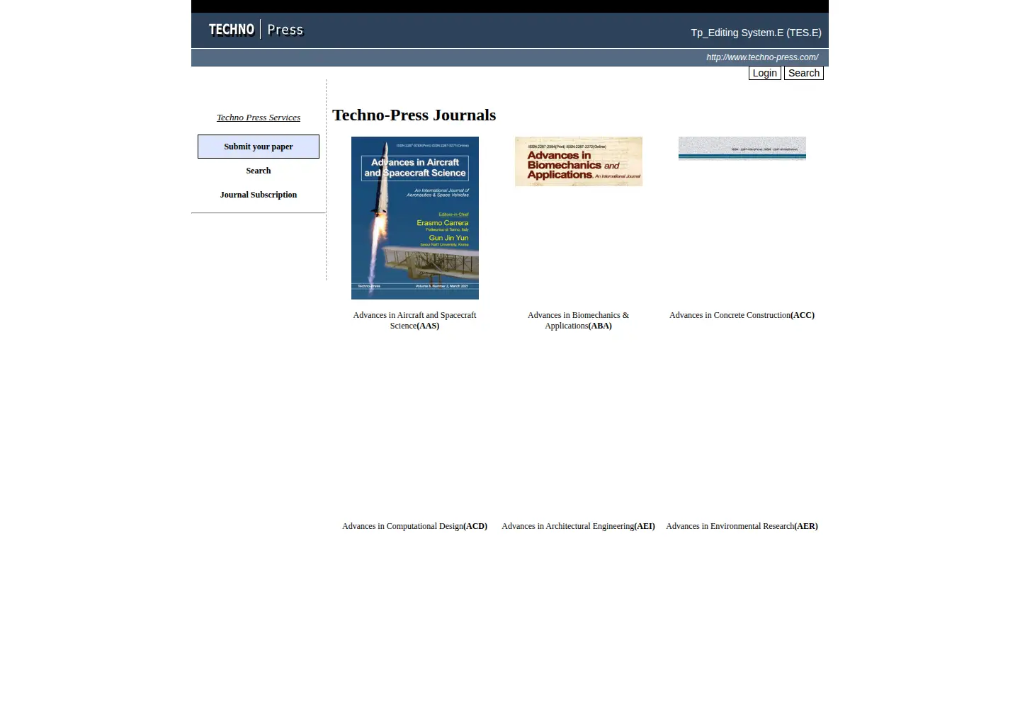 Captured homepage of techno-press.org in the current scan