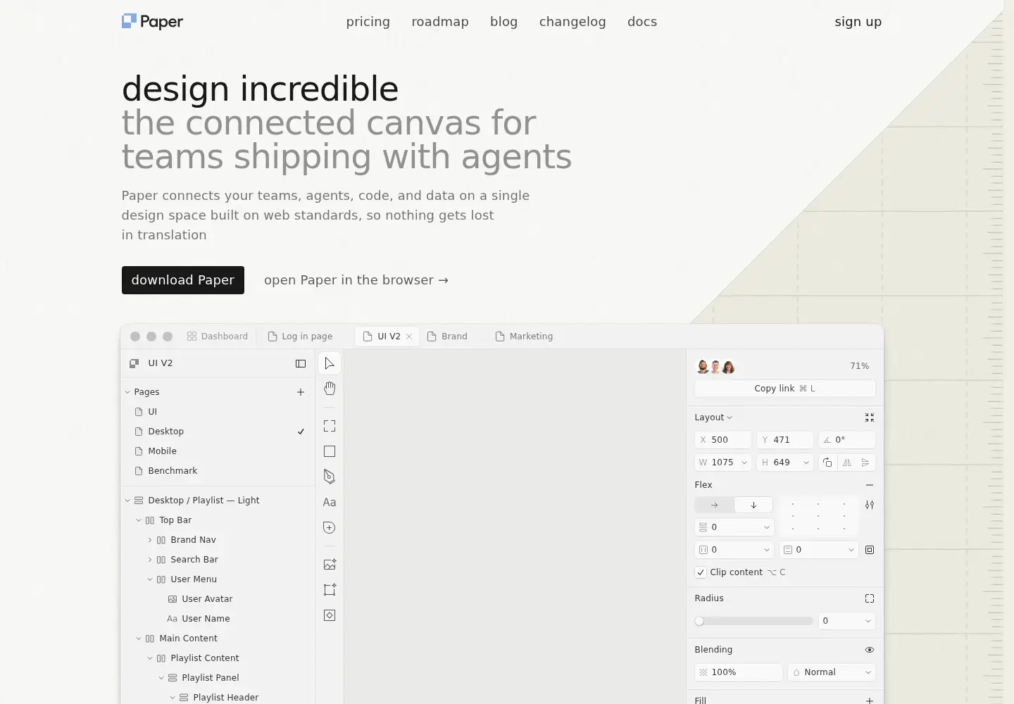 Screenshot of paper.design