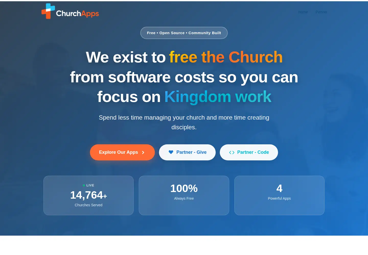 Captured homepage of churchapps.org in the current scan