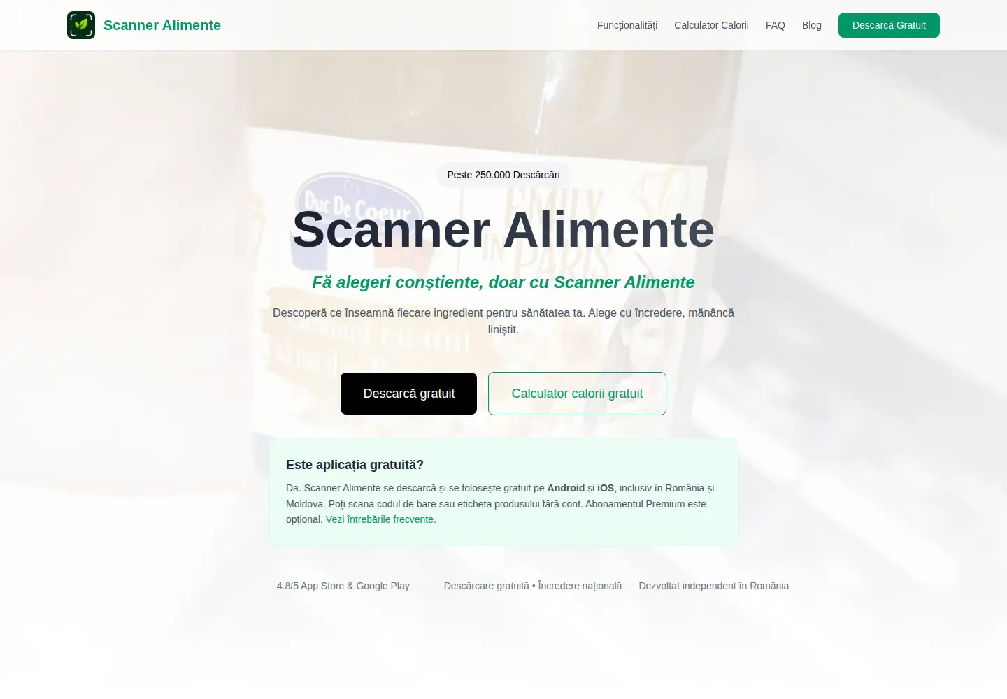Screenshot of scanneralimente.ro