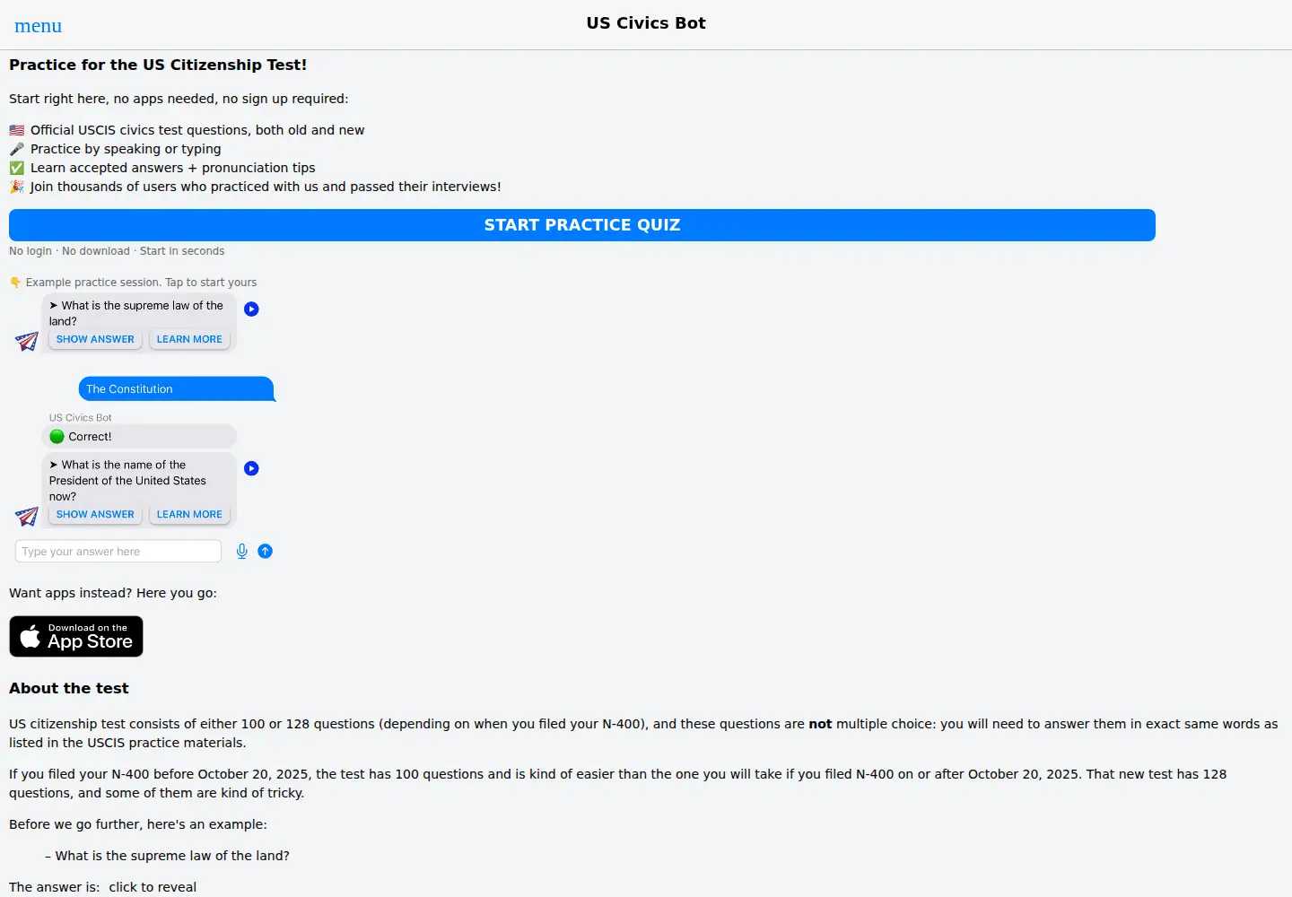 Screenshot of us-civics-bot.click