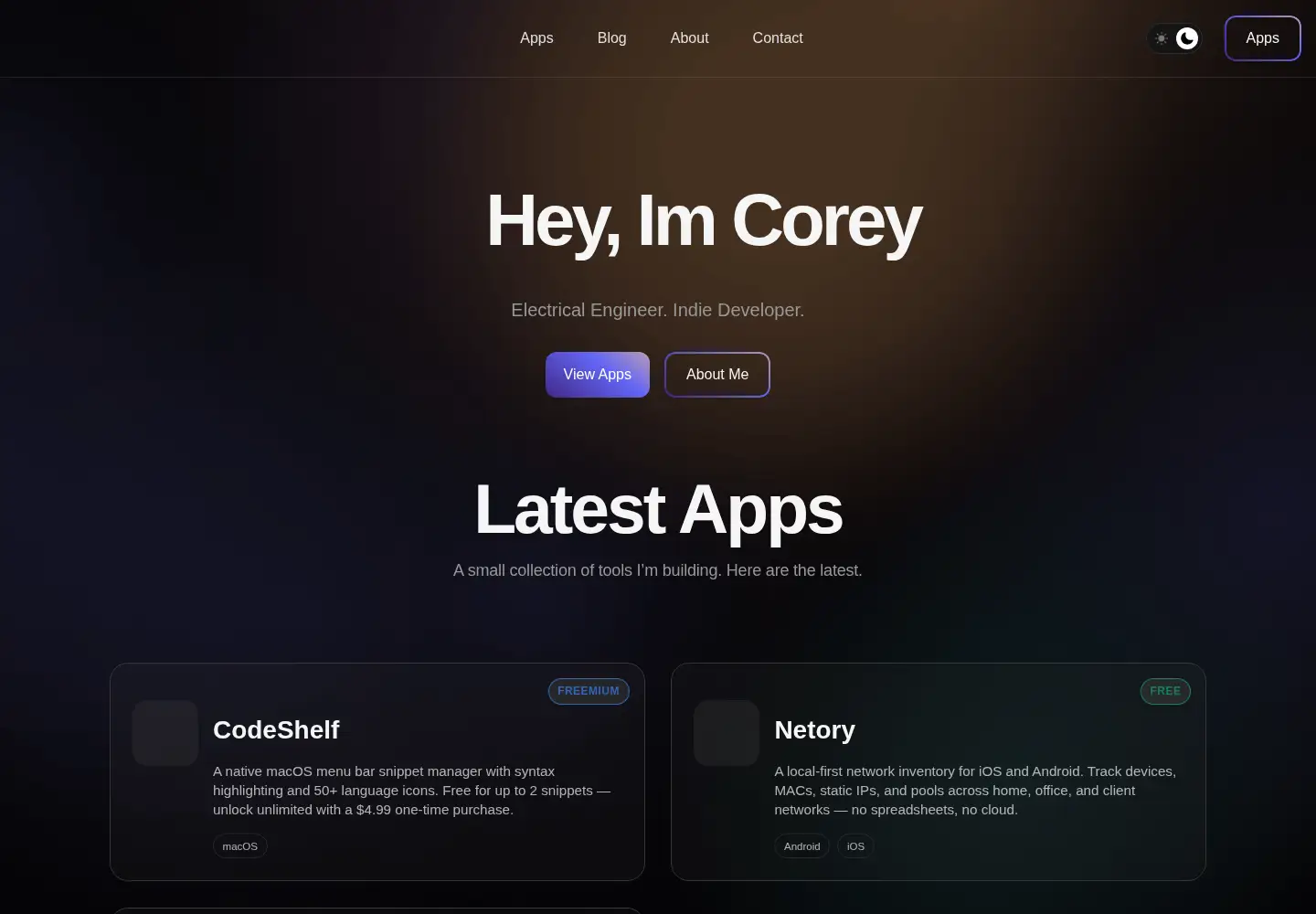 Screenshot of coreybusuttil.com