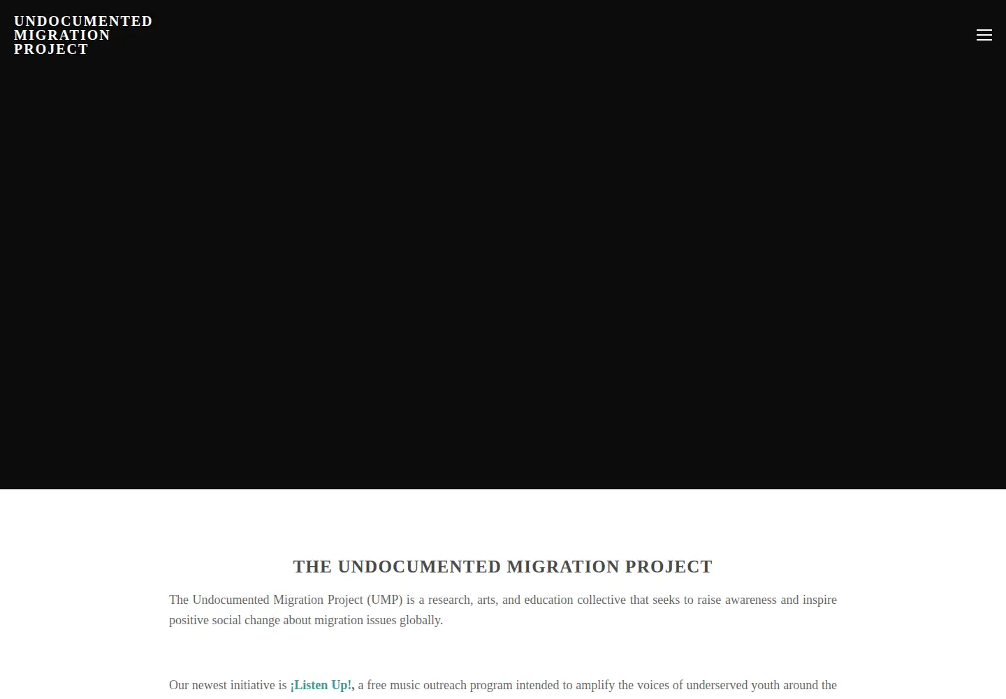 Captured homepage of undocumentedmigrationproject.org in the current scan