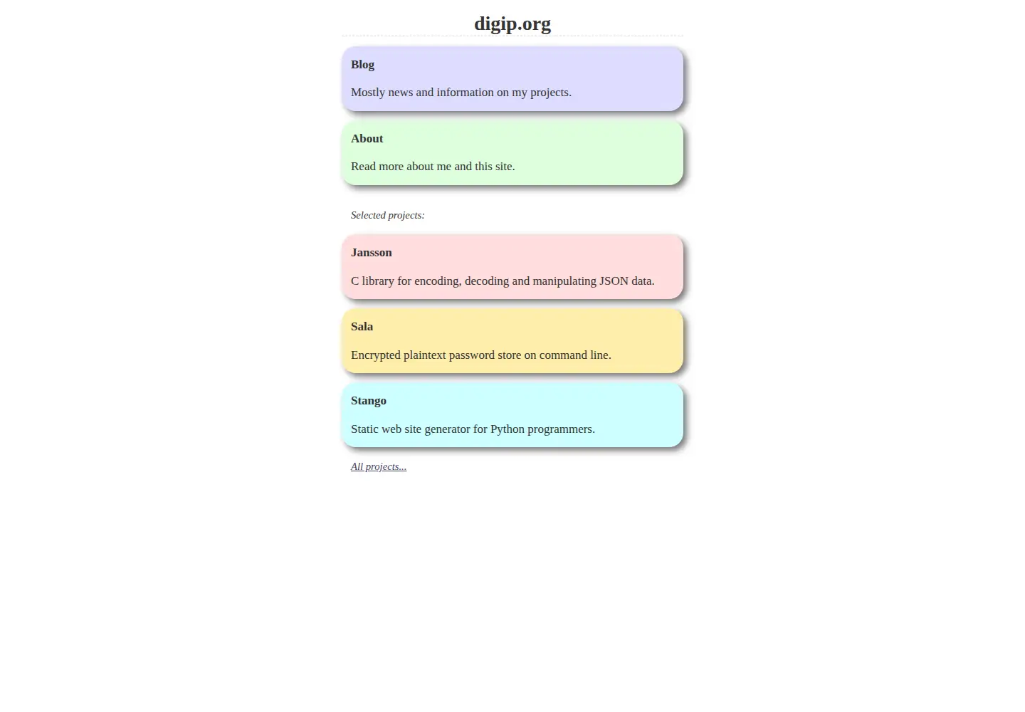 Captured homepage of digip.org in the current scan
