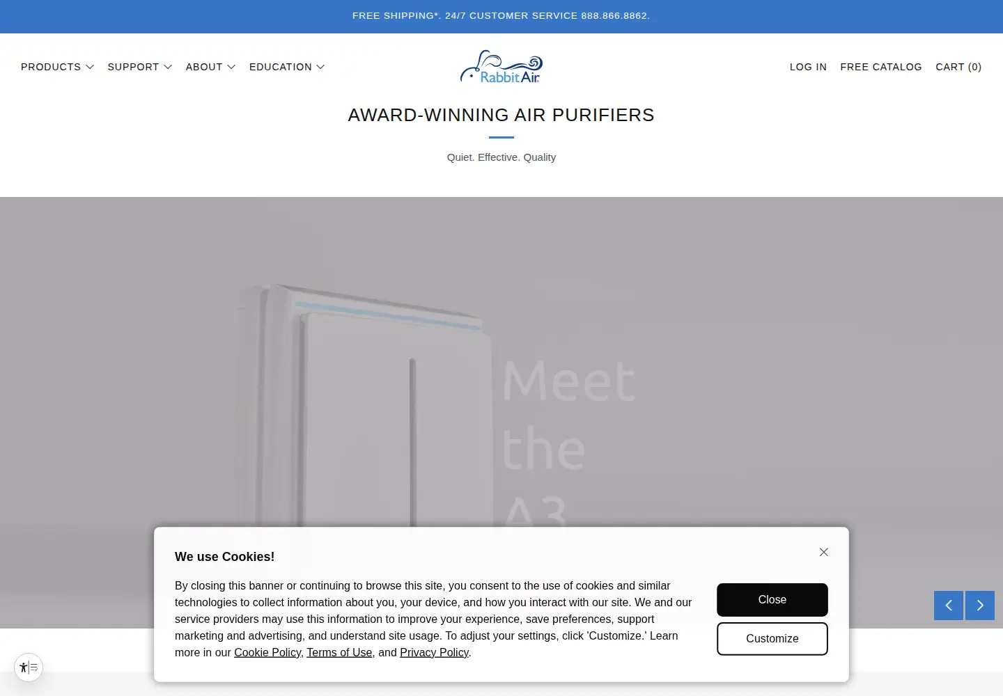 Screenshot of rabbitair.com