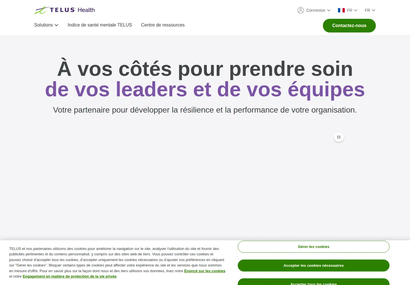 Captured homepage of telushealth.com in the current scan
