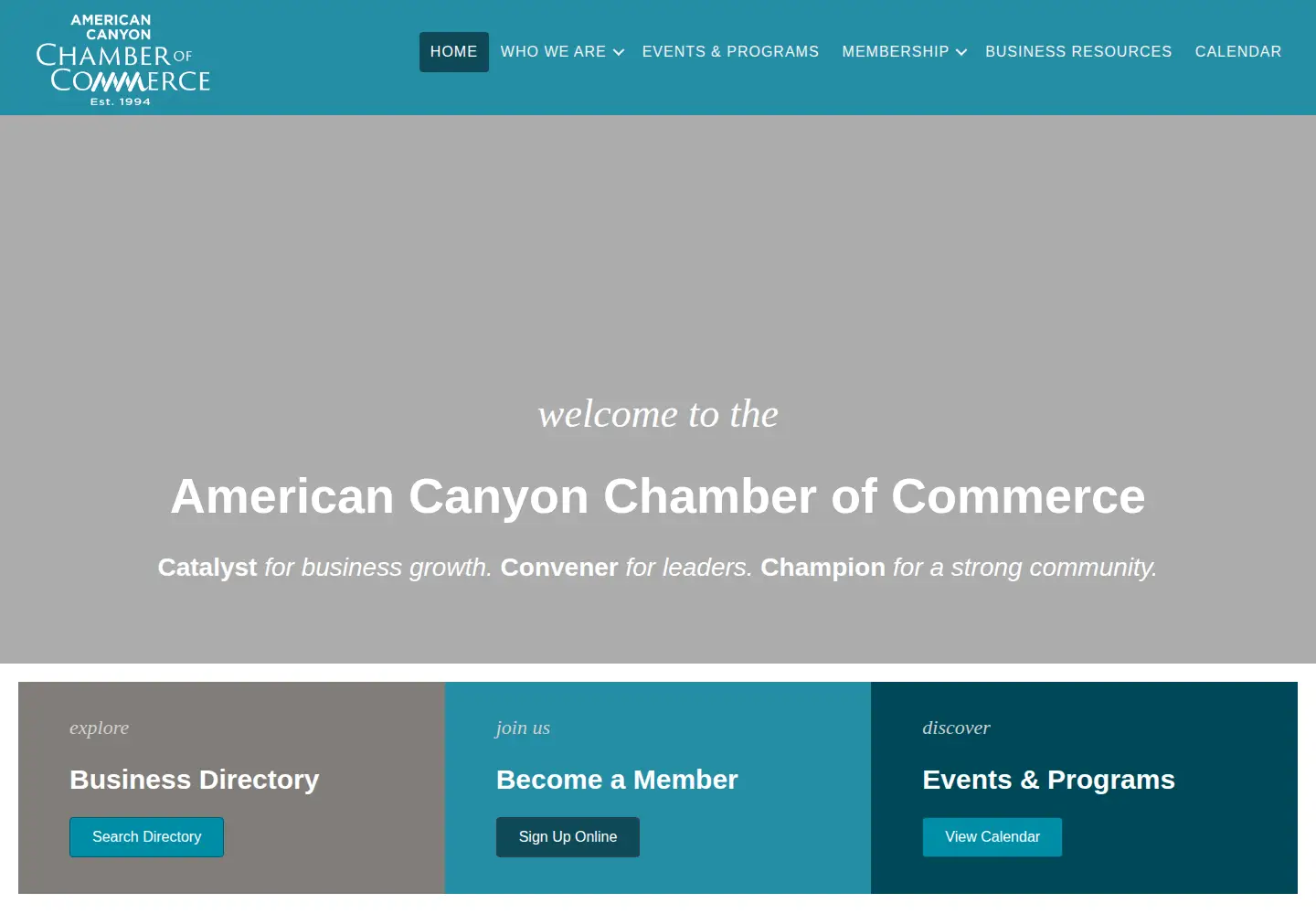 Captured homepage of amcanchamber.org in the current scan