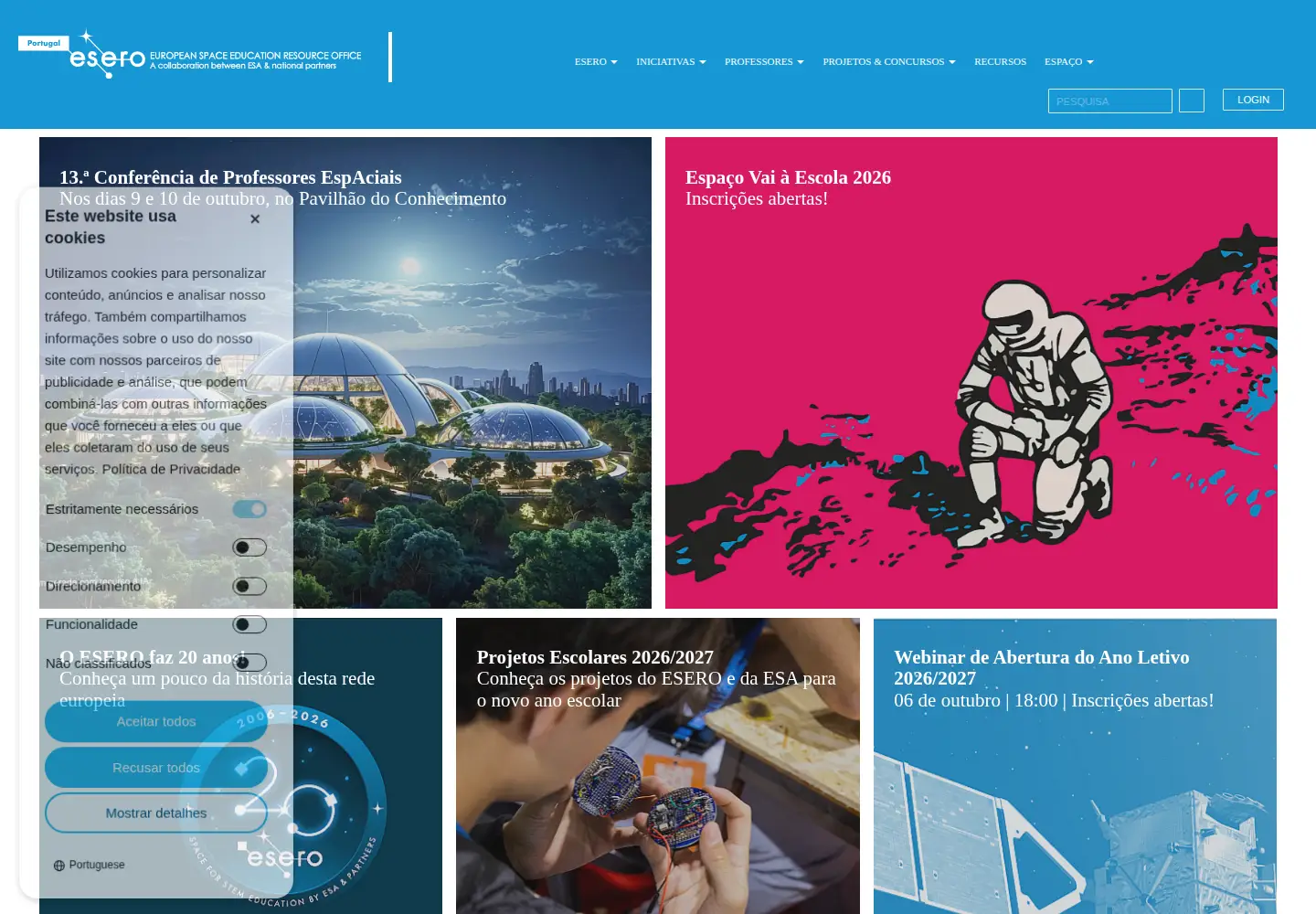 Captured homepage of esero.pt in the current scan