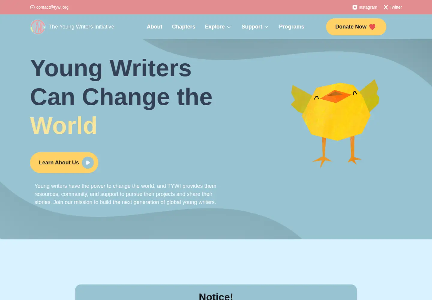 Captured homepage of tywi.org in the current scan