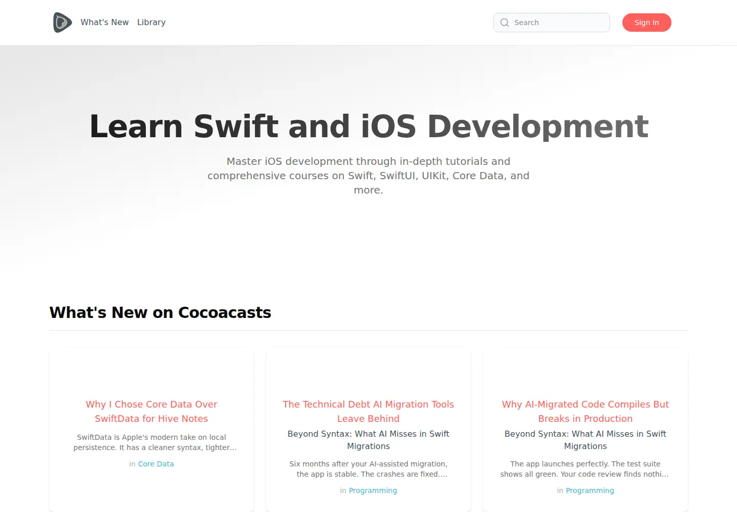 Screenshot of cocoacasts.com