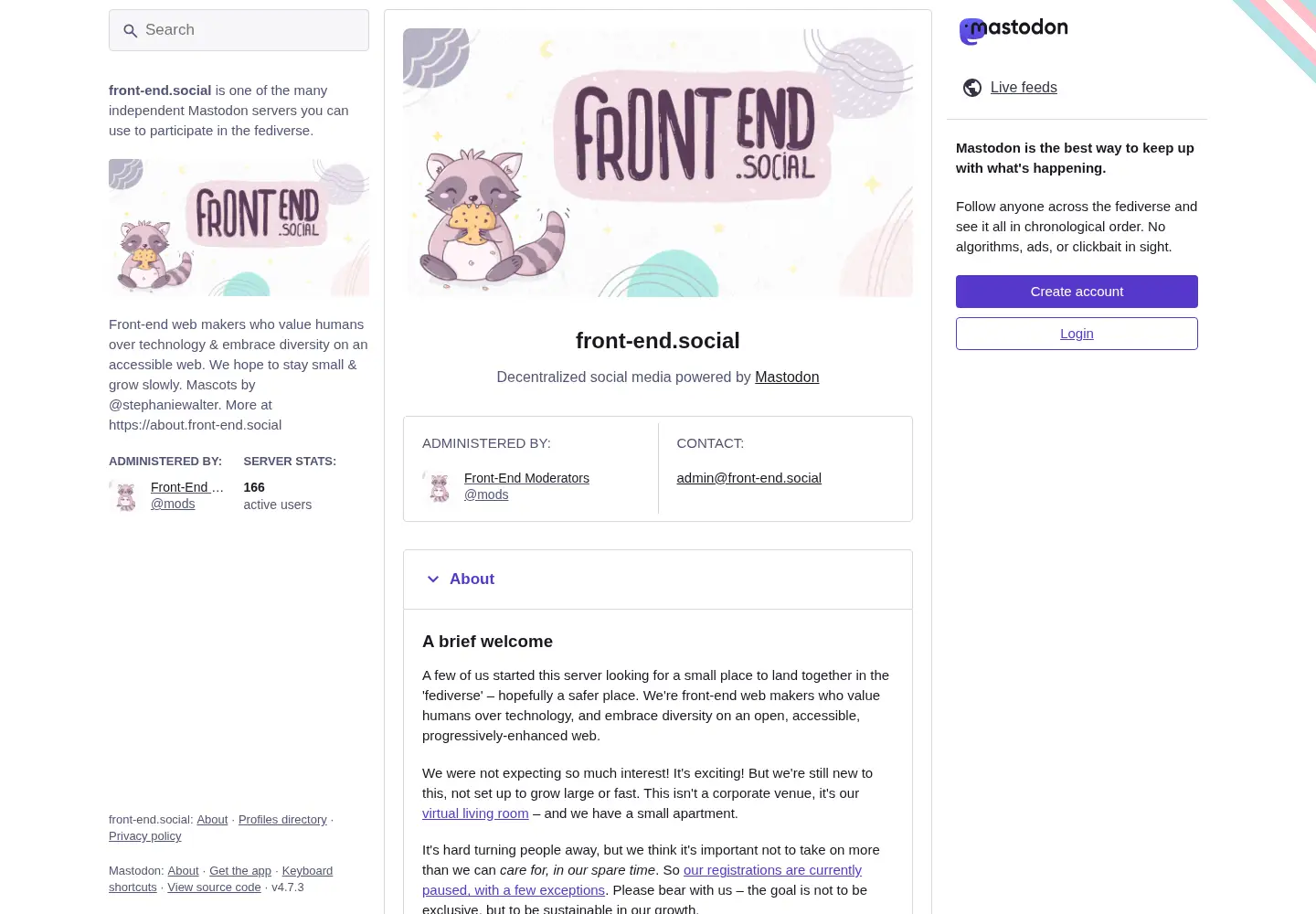 Captured homepage of front-end.social in the current scan