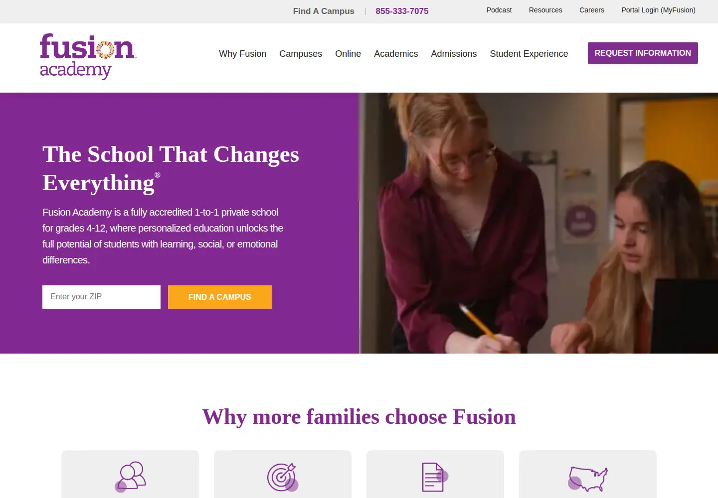 Screenshot of fusionacademy.com