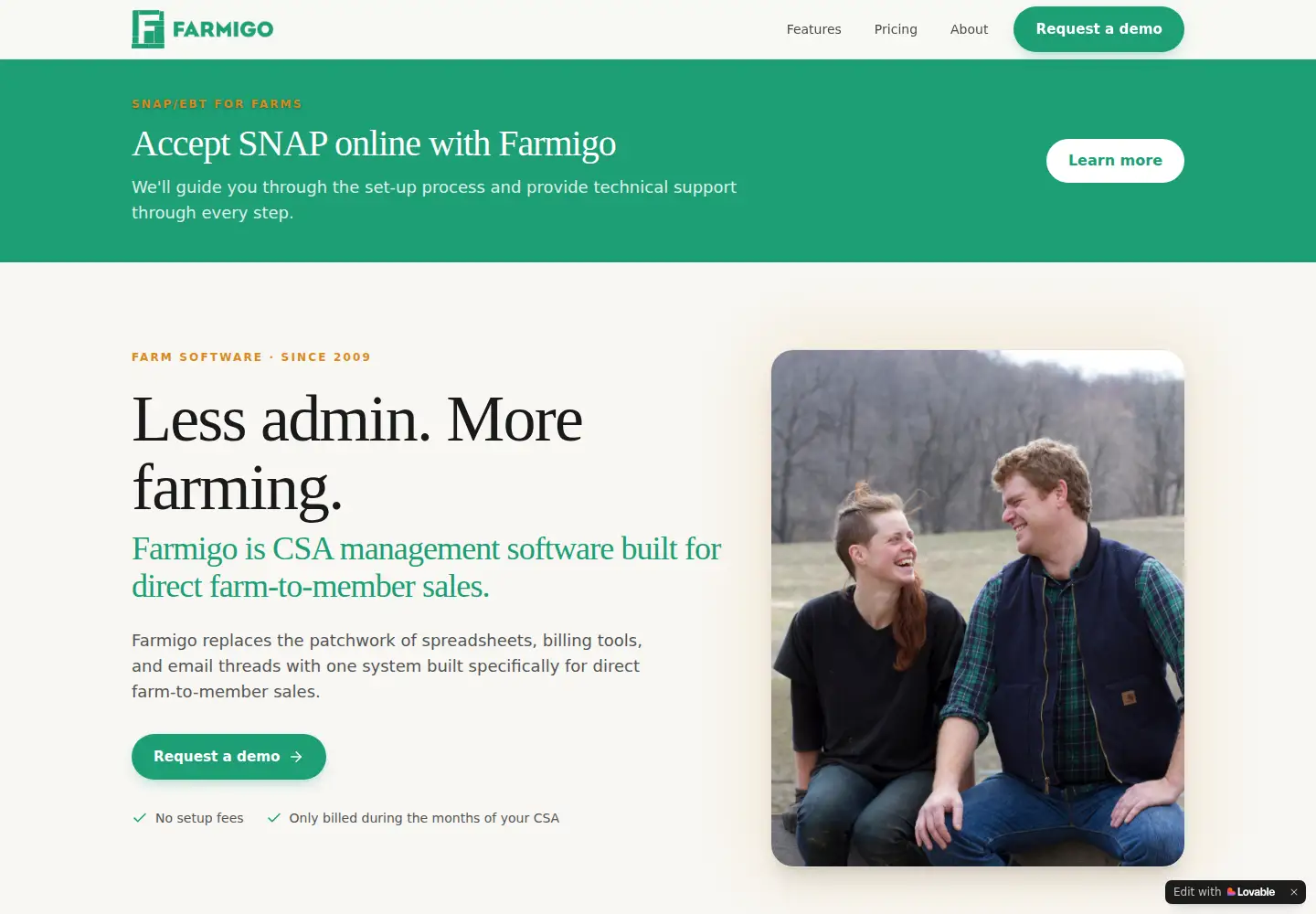 Captured homepage of farmigo.com in the current scan
