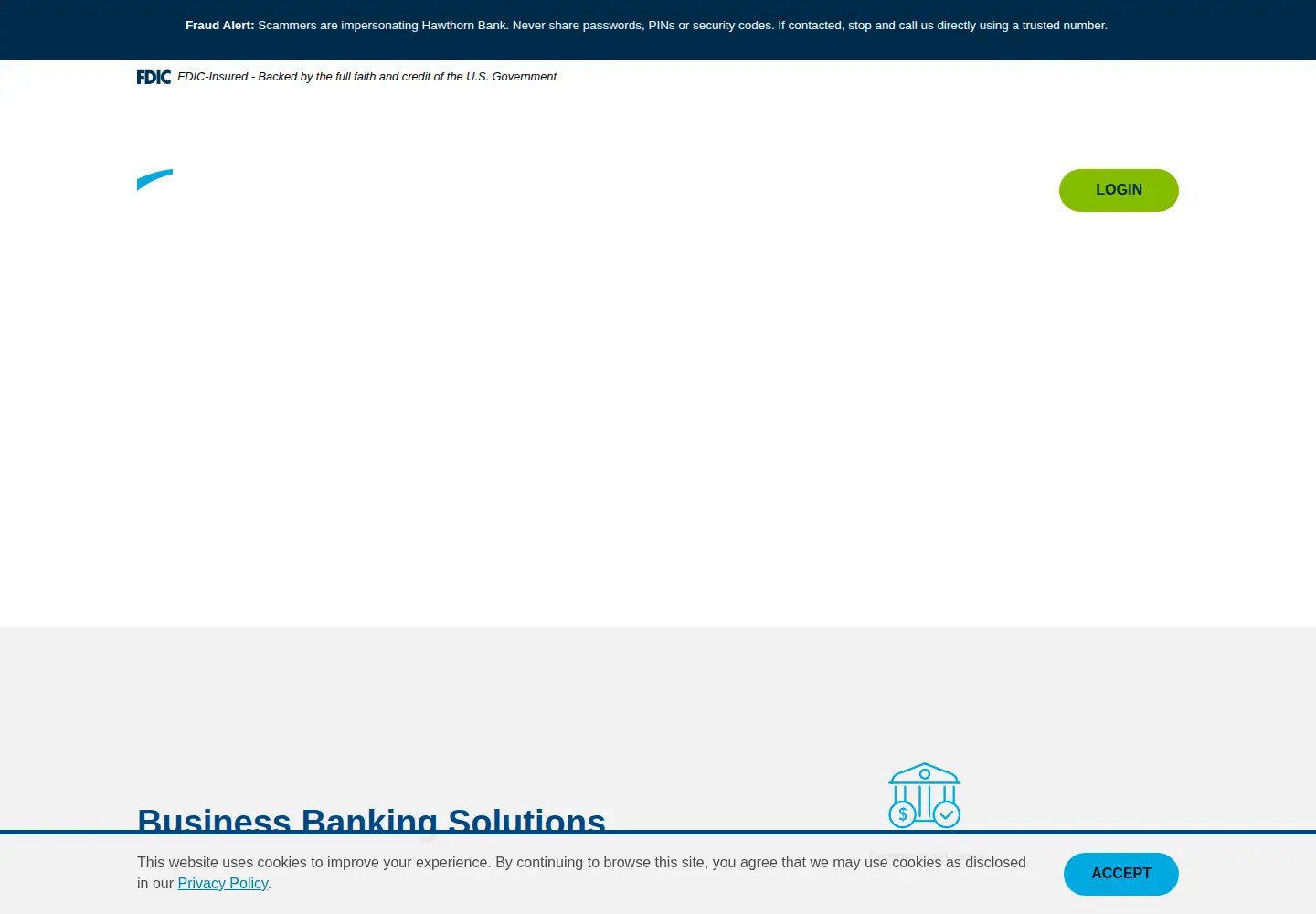 Captured homepage of hawthornbank.com in the current scan