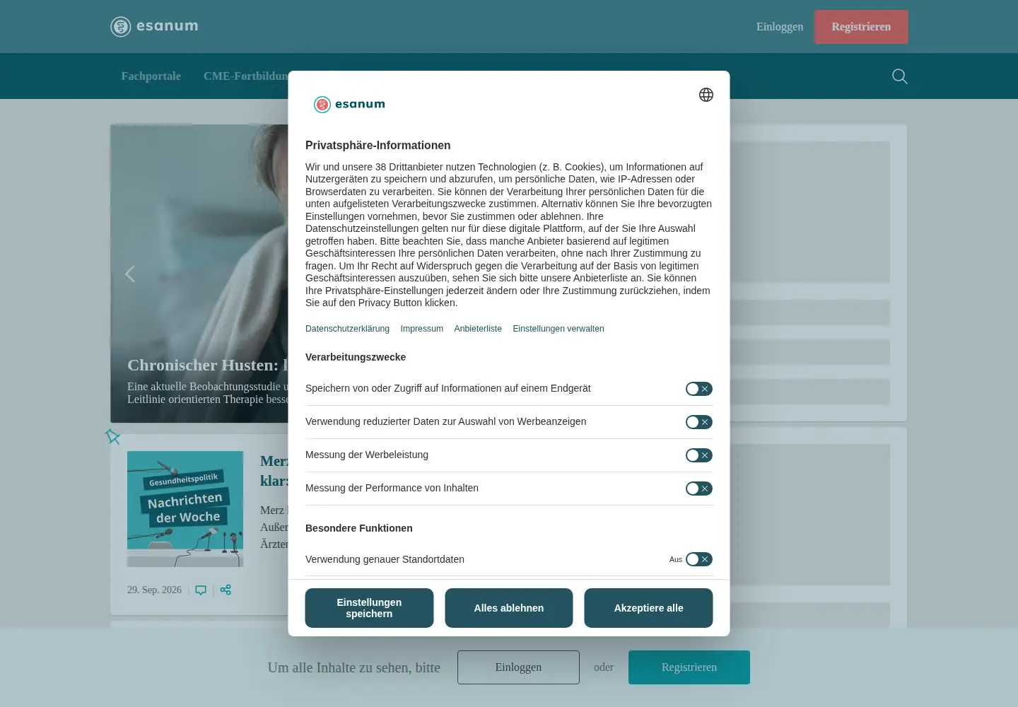 Screenshot of esanum.de