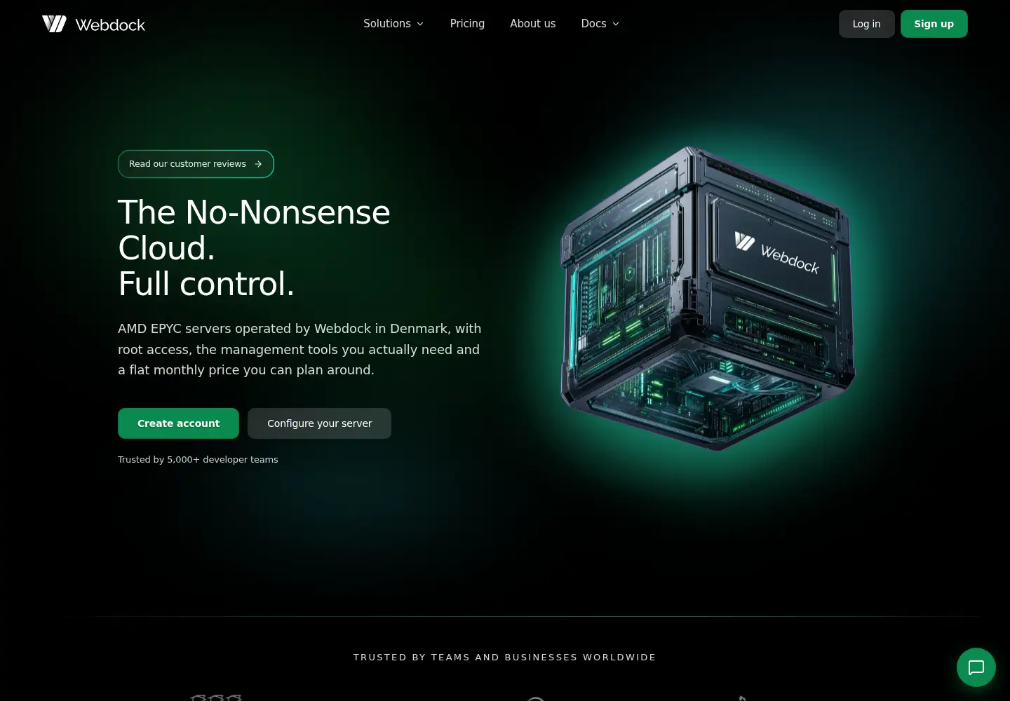 Screenshot of webdock.io