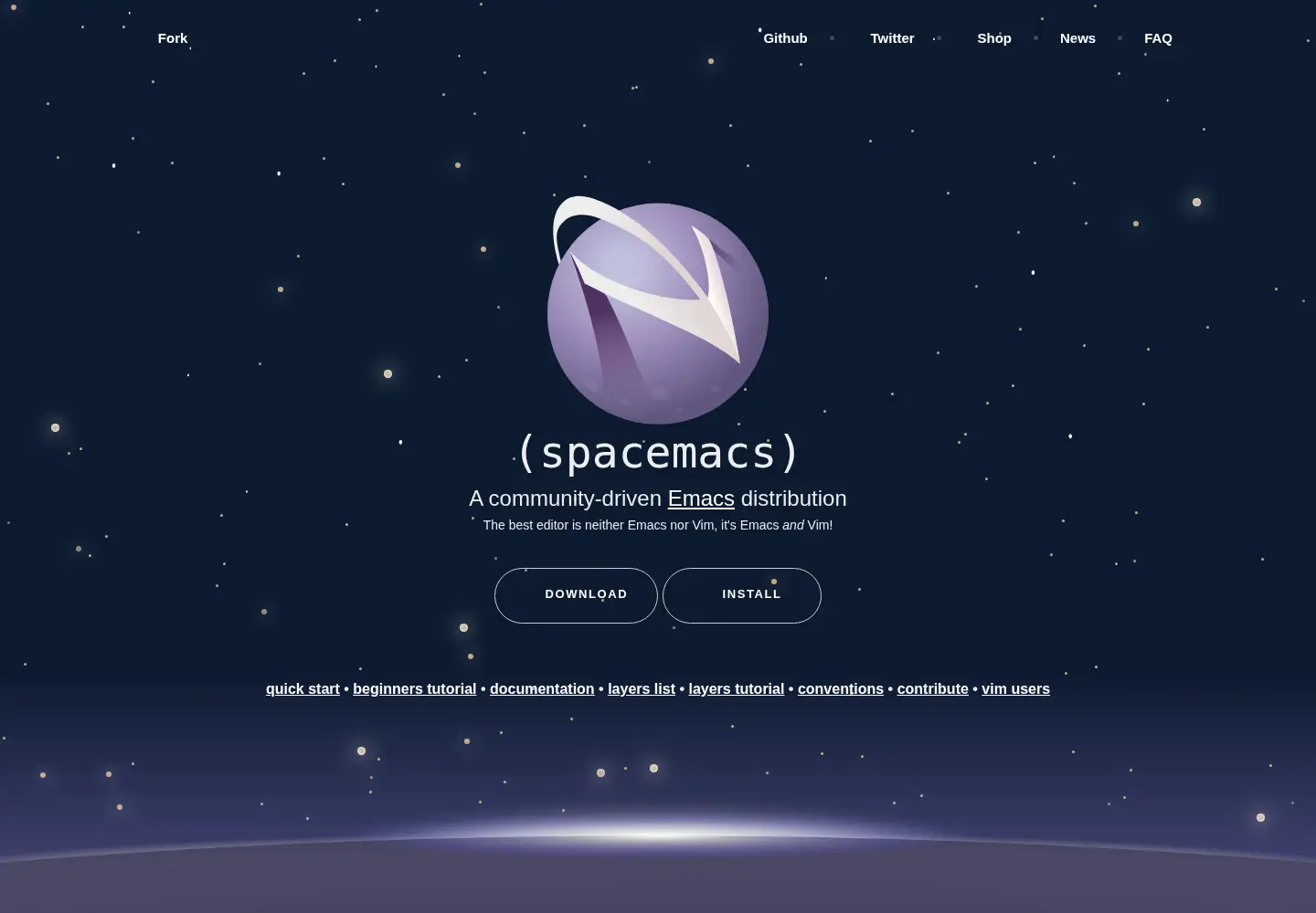 Screenshot of spacemacs.org