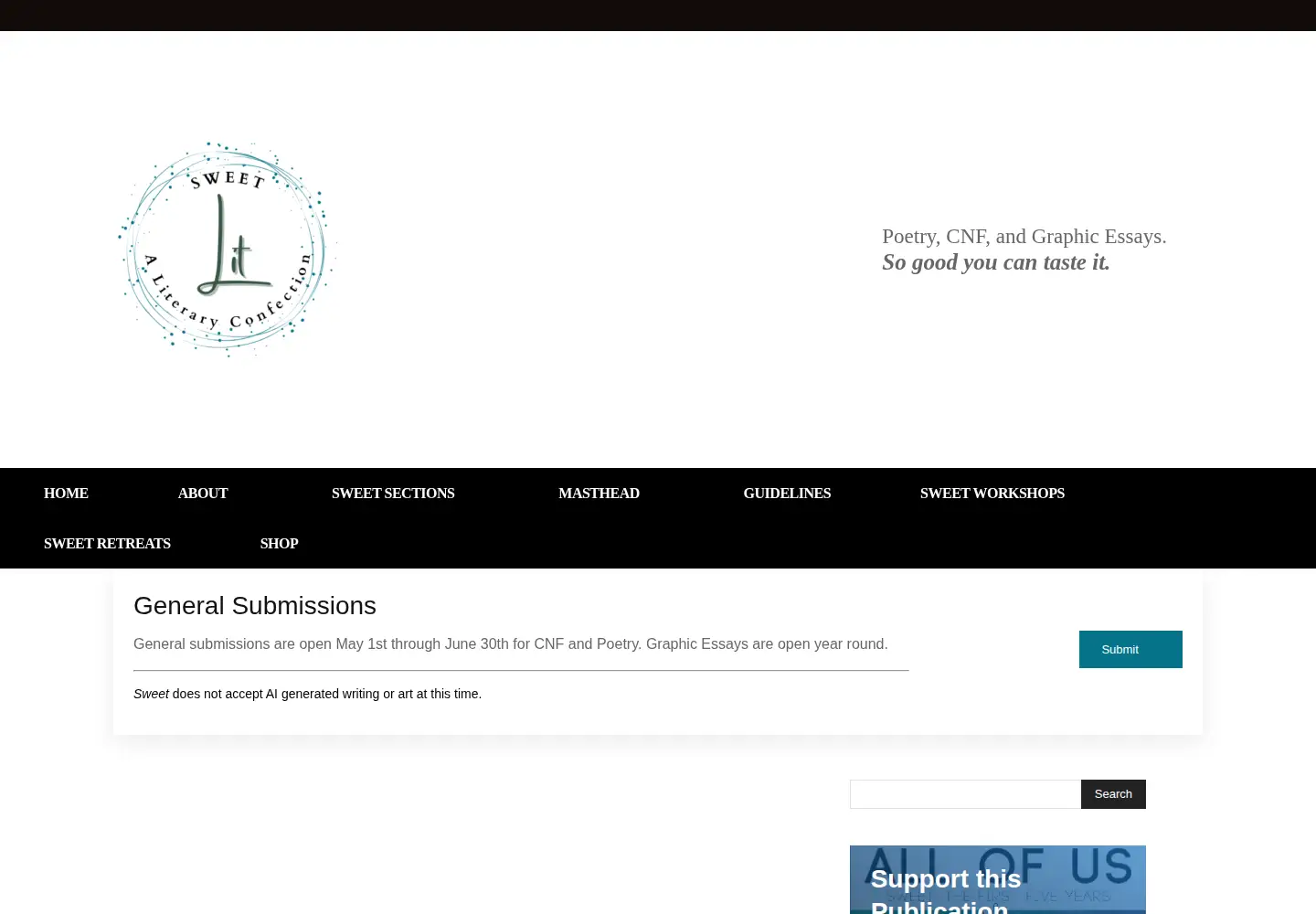 Screenshot of sweetlit.org