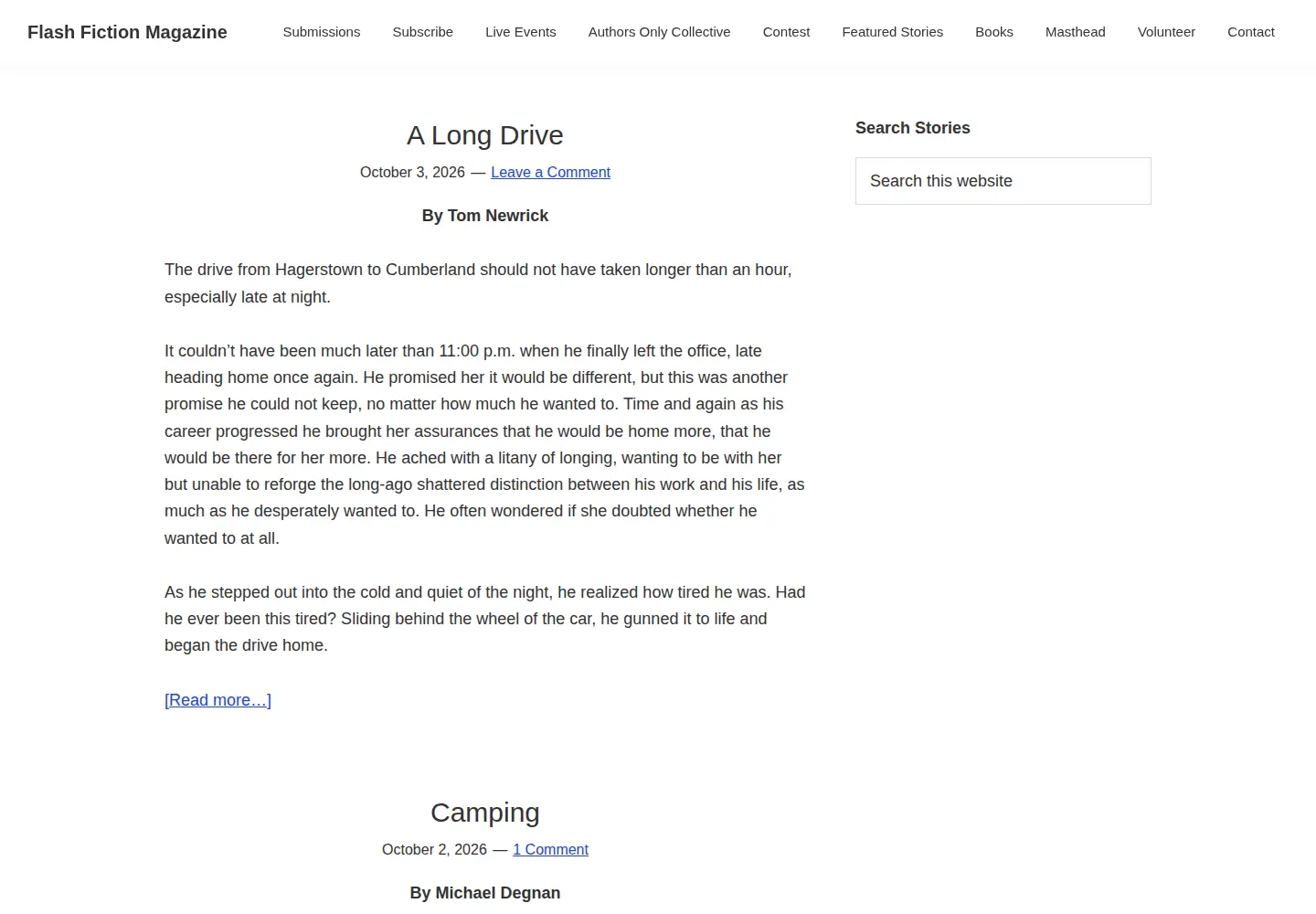 Screenshot of flashfictionmagazine.com